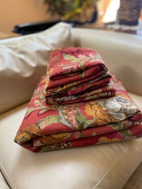 Pottery Barn Vanessa Floral Palampore Duvet Cover KING + 3 European Shams Linen